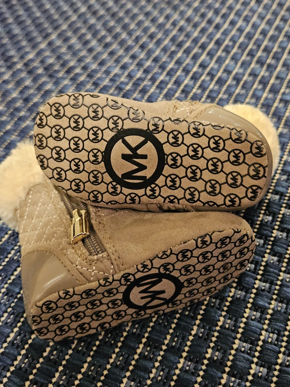 Michael Kors Baby Tan Quilted Faux-Fur Booties